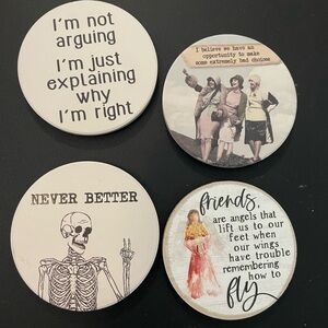 Set of 4 Inspirational and Humorous  Car Coasters